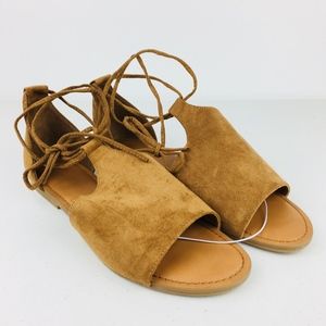 🔥 NEW Tan Lace Up Gladiator Slide Sandals